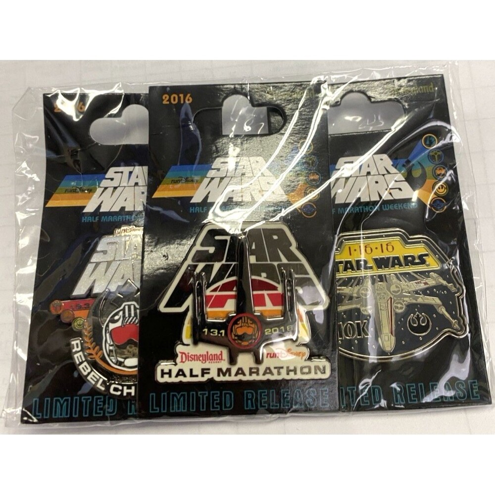 Disney Star Wars Half Marathon 10K Rebel 2016 Set of 3 Pins Limited Release New